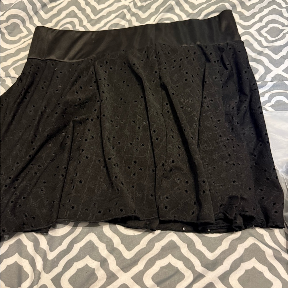 Elegant Black Eyelet Skirt